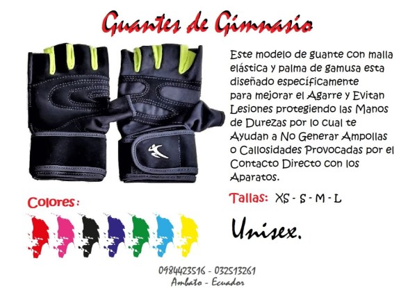 Guantes de gym colores descp